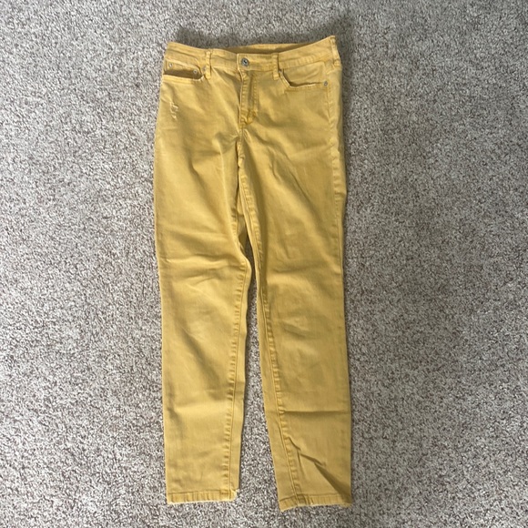 Ella Moss Distressed High Rise Skinny Ankle Size 28 in Mustard/Yellow/Citrus - Picture 2 of 12